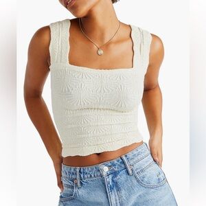 Free People Cream Textured Tank Top